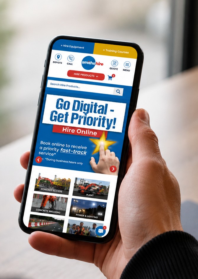Hand holding a phone showing a paid promotion on an e-commerce site